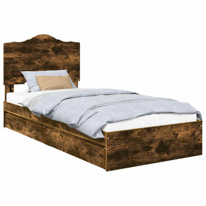 Letto con Contenitore Rovere fumé 90 x 200 cm Legno multistrato | homemem39