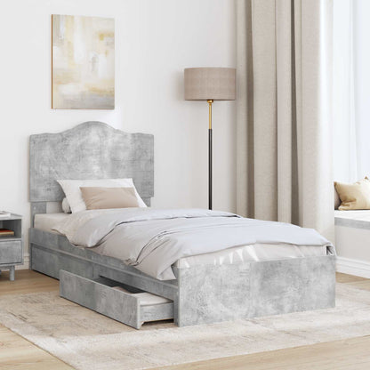 Letto con Contenitore con testiera Grigio cemento 90 x 190 cm | homemem39