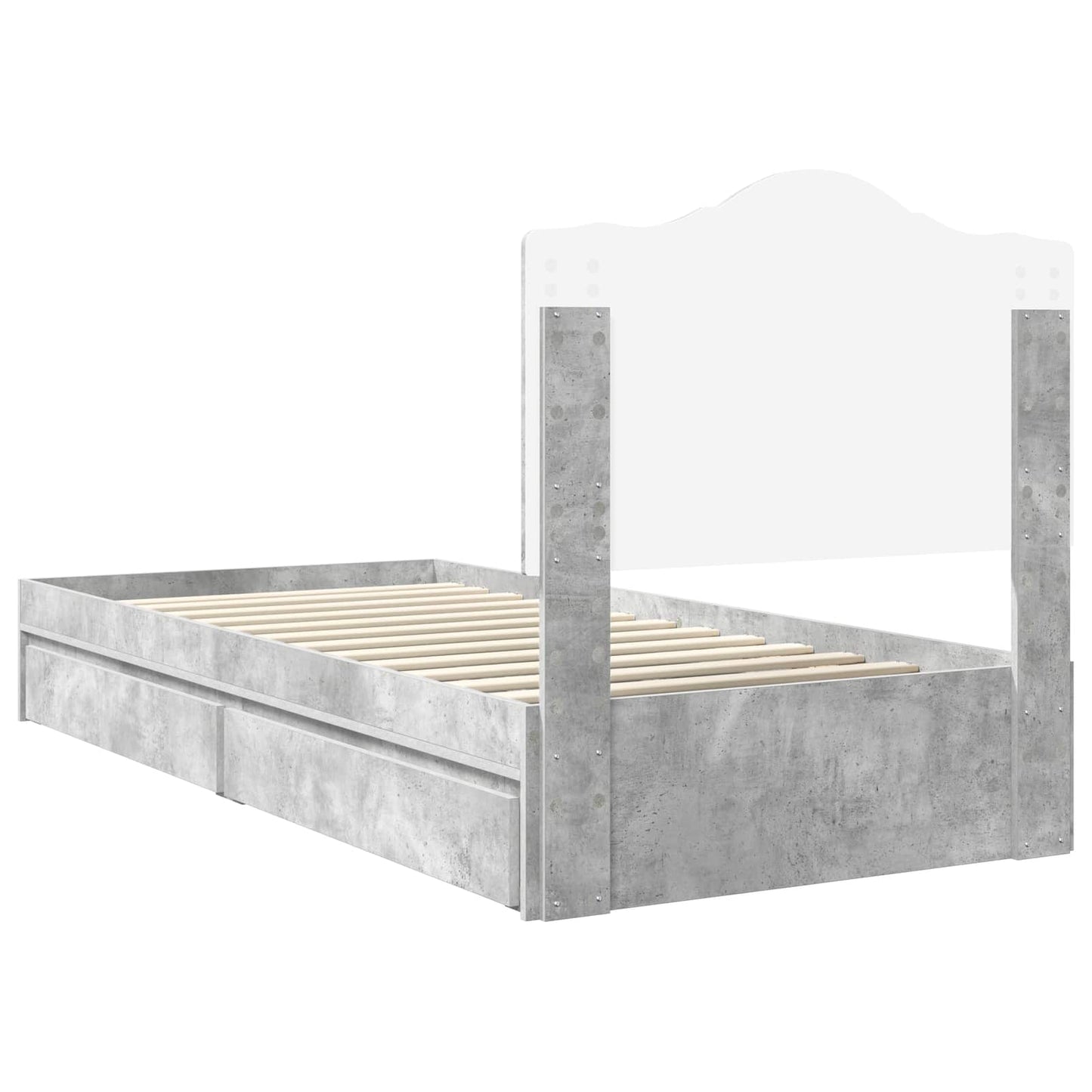 Letto con Contenitore con testiera Grigio cemento 90 x 190 cm | homemem39