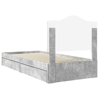 Letto con Contenitore con testiera Grigio cemento 90 x 190 cm | homemem39