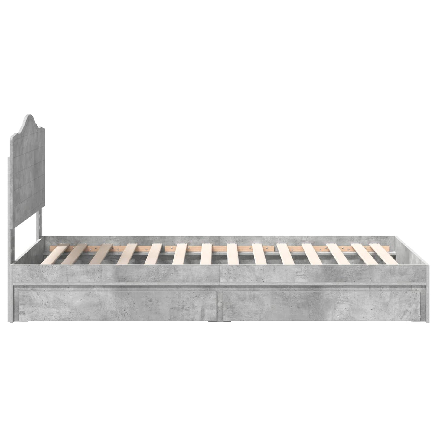 Letto con Contenitore con testiera Grigio cemento 90 x 190 cm | homemem39