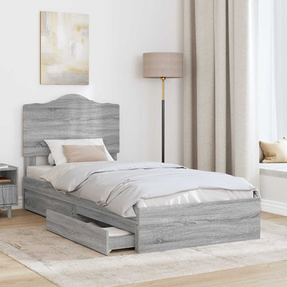 Letto con Contenitore con testiera Grigio Sonoma 90 x 190 cm | homemem39