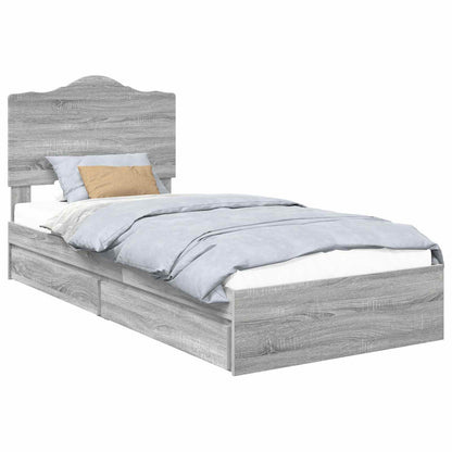 Letto con Contenitore con testiera Grigio Sonoma 90 x 190 cm | homemem39