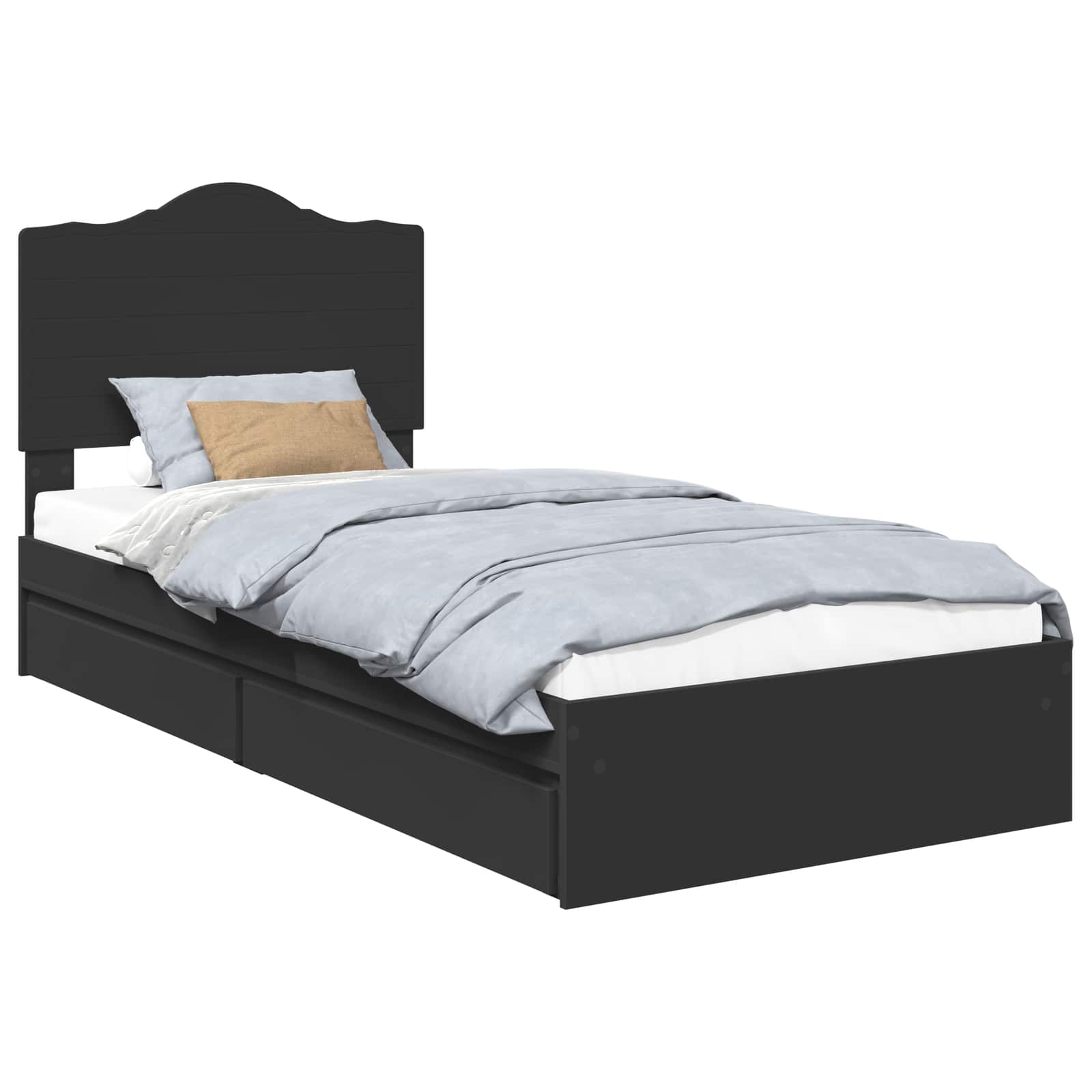 Letto con Contenitore Nero 70 x 190 cm Legno multistrato | homemem39