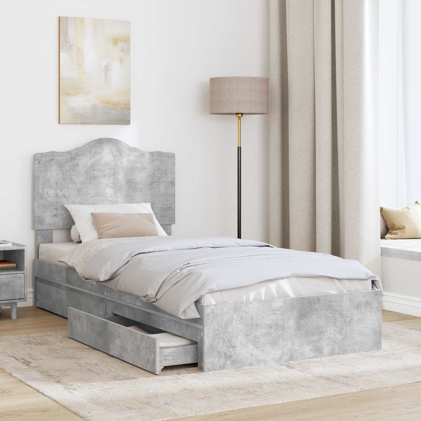 Letto con Contenitore con cassetto Grigio cemento 70 x 190 cm | homemem39