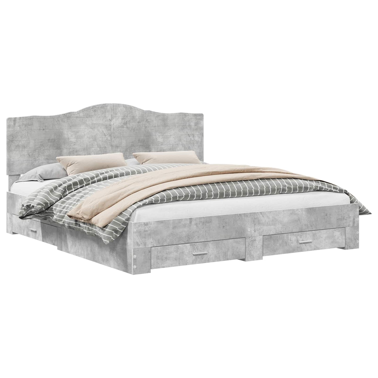 Struttura del letto con testiera Grigio cemento 200 x 200 cm | homemem39
