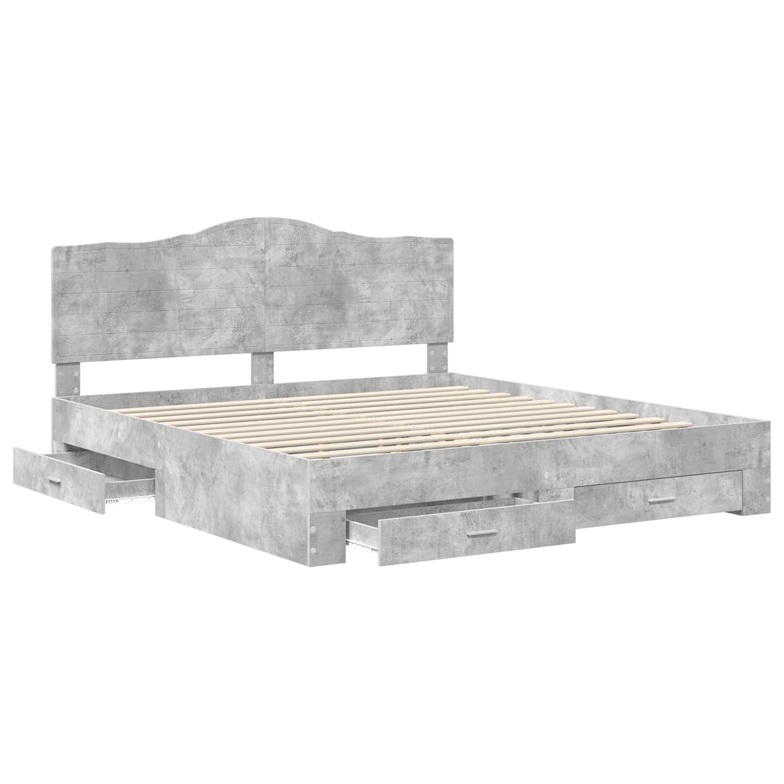 Struttura del letto con testiera Grigio cemento 200 x 200 cm | homemem39