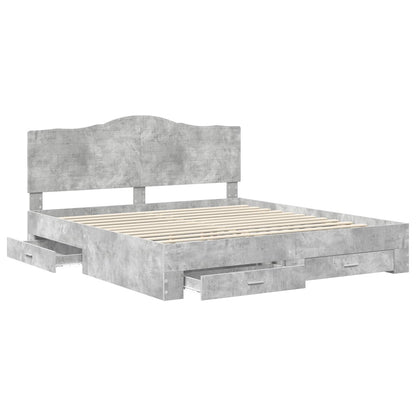Struttura del letto con testiera Grigio cemento 200 x 200 cm | homemem39