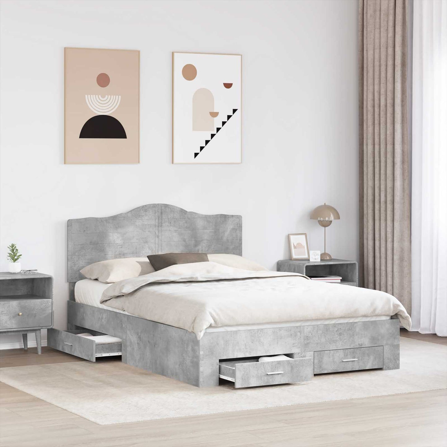 Struttura del letto con testiera Grigio cemento 160 x 200 cm | homemem39