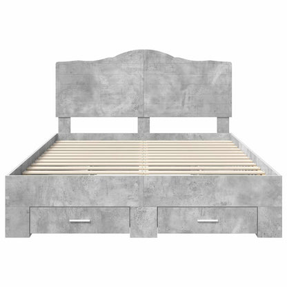 Struttura del letto con testiera Grigio cemento 150 x 200 cm | homemem39