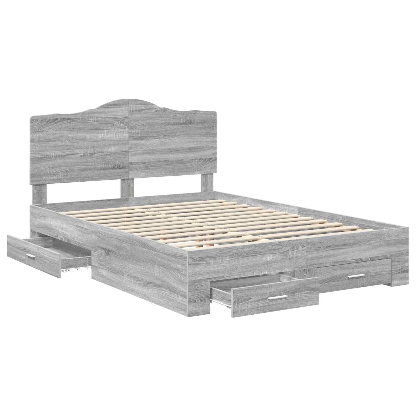 Struttura del letto con testiera Grigio Sonoma 150 x 200 cm | homemem39