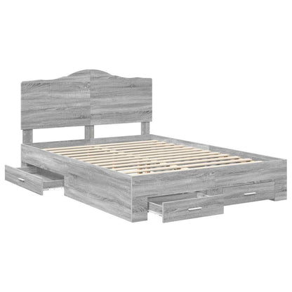 Struttura del letto con testiera Grigio Sonoma 150 x 200 cm | homemem39