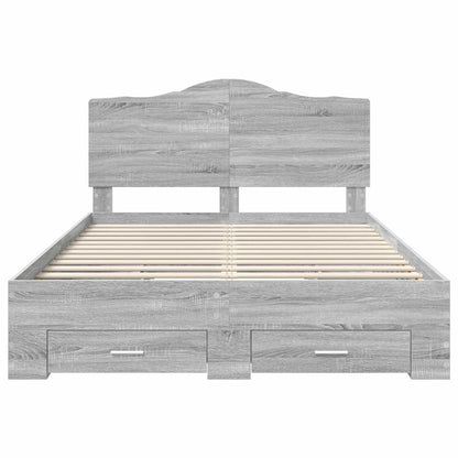 Struttura del letto con testiera Grigio Sonoma 150 x 200 cm | homemem39