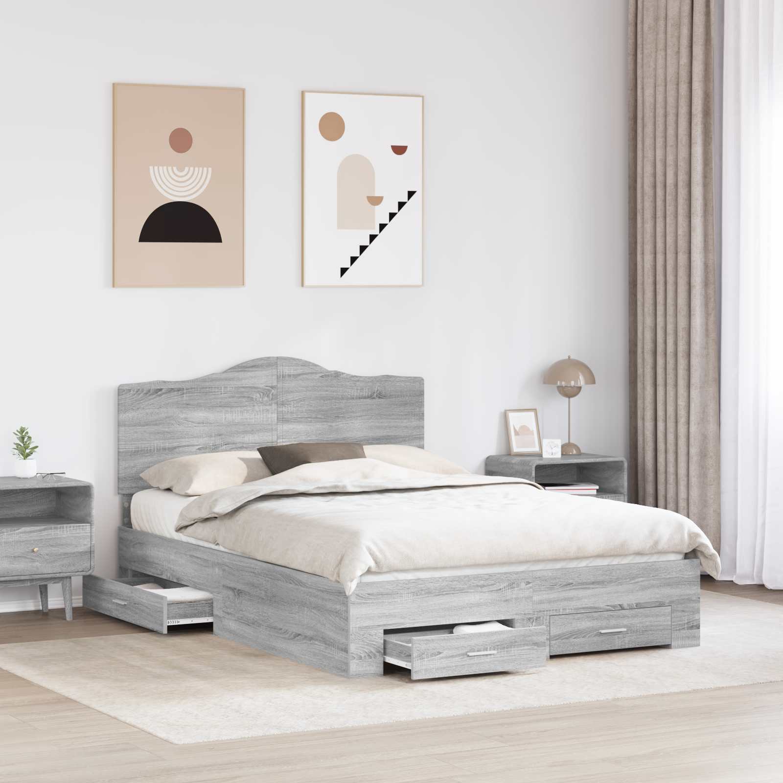 Struttura del letto con testiera Grigio Sonoma 140 x 200 cm | homemem39