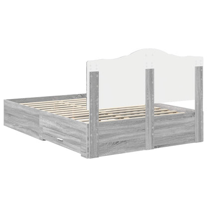 Struttura del letto con testiera Grigio Sonoma 140 x 200 cm | homemem39