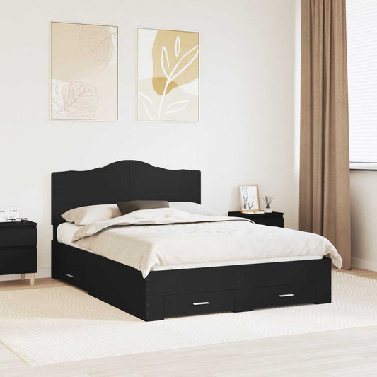 Struttura del letto Nero 140 x 190 cm Legno multistrato | homemem39