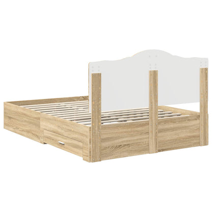 Struttura del letto con testiera Rovere Sonoma 140 x 190 cm | homemem39