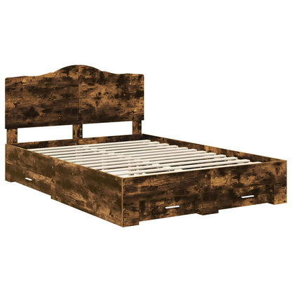 Struttura del letto Rovere fumé 140 x 190 cm Legno multistrato | homemem39