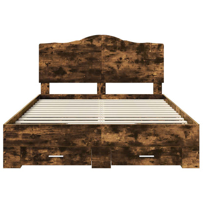 Struttura del letto Rovere fumé 140 x 190 cm Legno multistrato | homemem39