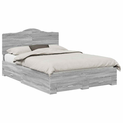 Struttura del letto con testiera Grigio Sonoma 140 x 190 cm | homemem39