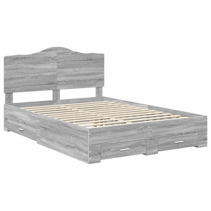 Struttura del letto con testiera Grigio Sonoma 140 x 190 cm | homemem39