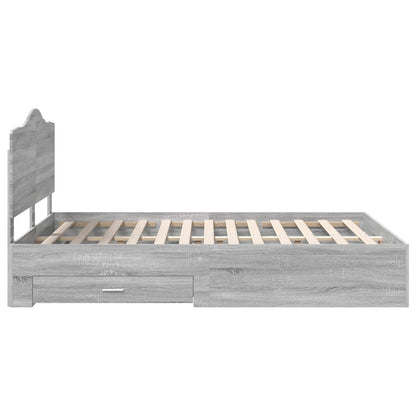 Struttura del letto con testiera Grigio Sonoma 140 x 190 cm | homemem39
