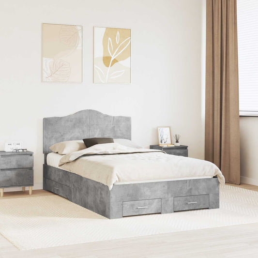 Struttura del letto con testiera Grigio cemento 135 x 190 cm | homemem39