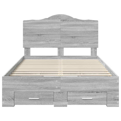 Struttura del letto con testiera Grigio Sonoma 135 x 190 cm | homemem39