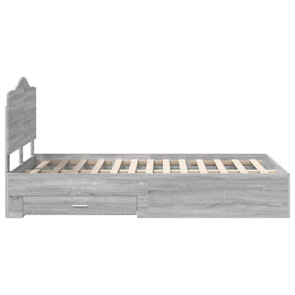Struttura del letto con testiera Grigio Sonoma 135 x 190 cm | homemem39
