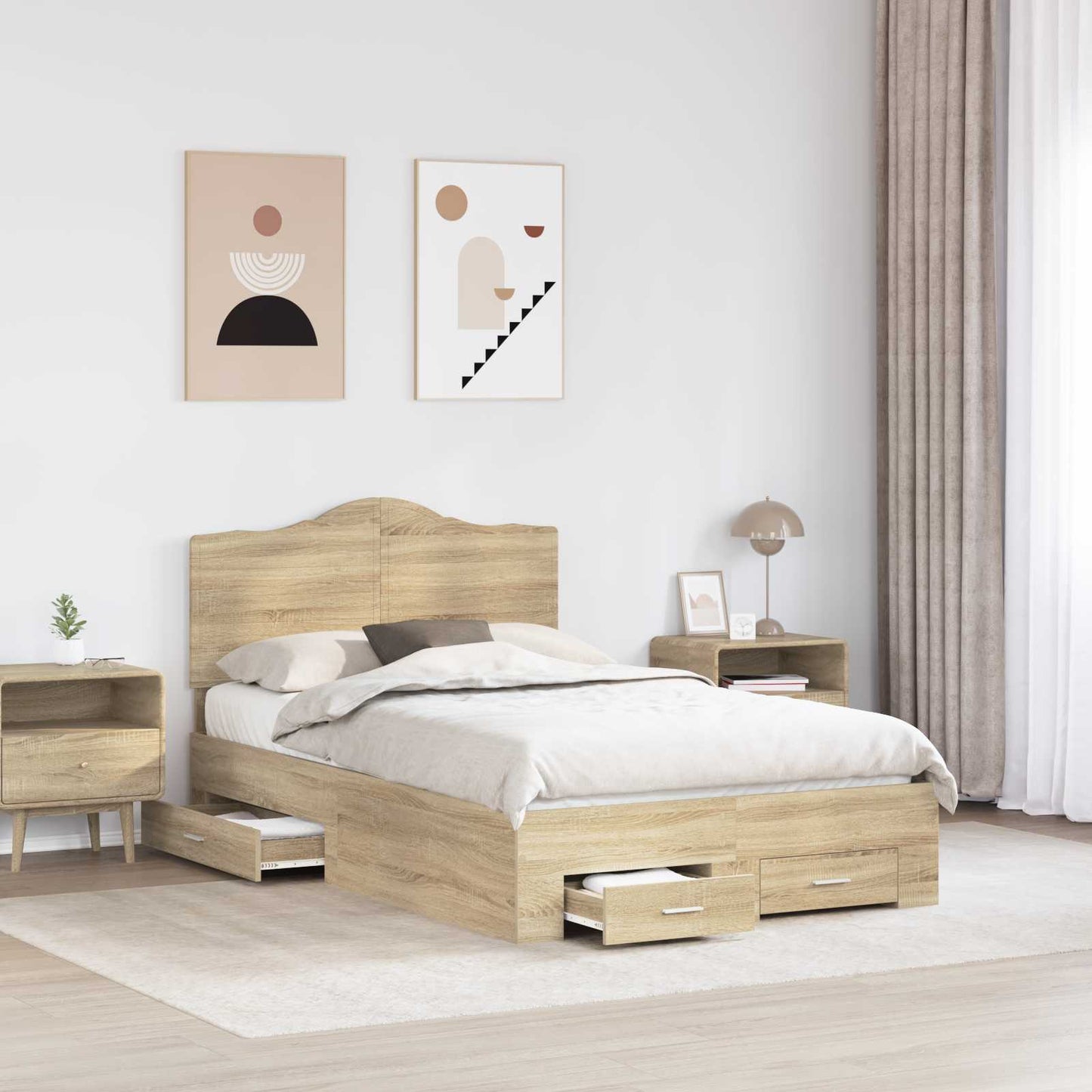 Struttura del letto con testiera Rovere Sonoma 120 x 200 cm | homemem39