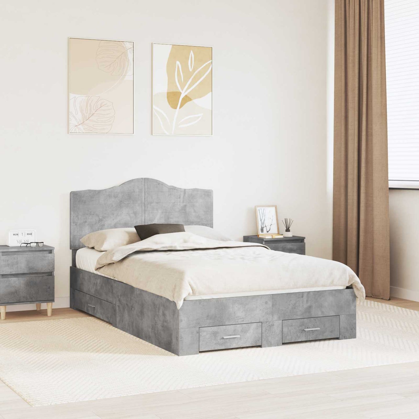 Struttura del letto con testiera Grigio cemento 120 x 200 cm | homemem39