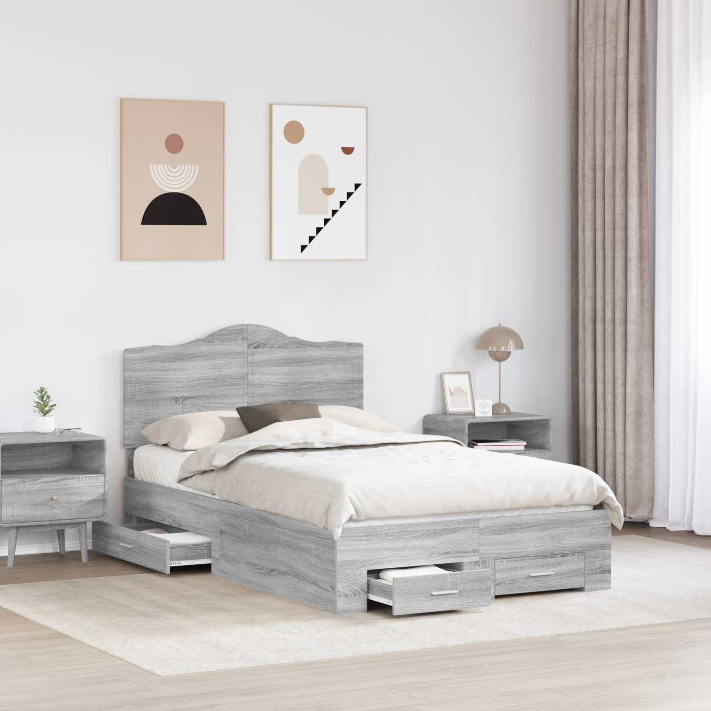 Struttura del letto con testiera Grigio Sonoma 120 x 200 cm | homemem39