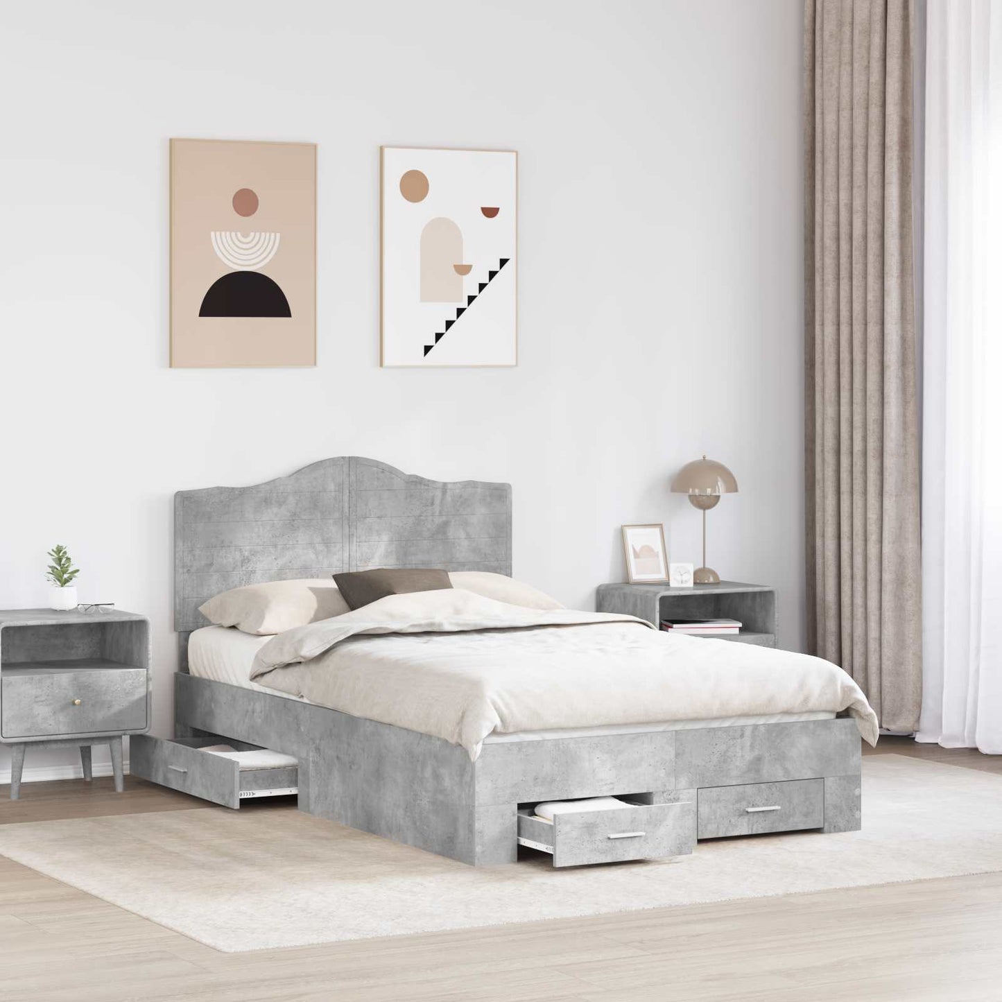 Struttura del letto con testiera Grigio cemento 120 x 190 cm | homemem39