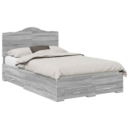 Struttura del letto con testiera Grigio Sonoma 120 x 190 cm | homemem39