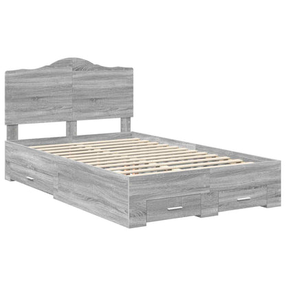 Struttura del letto con testiera Grigio Sonoma 120 x 190 cm | homemem39