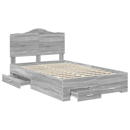 Struttura del letto con testiera Grigio Sonoma 120 x 190 cm | homemem39