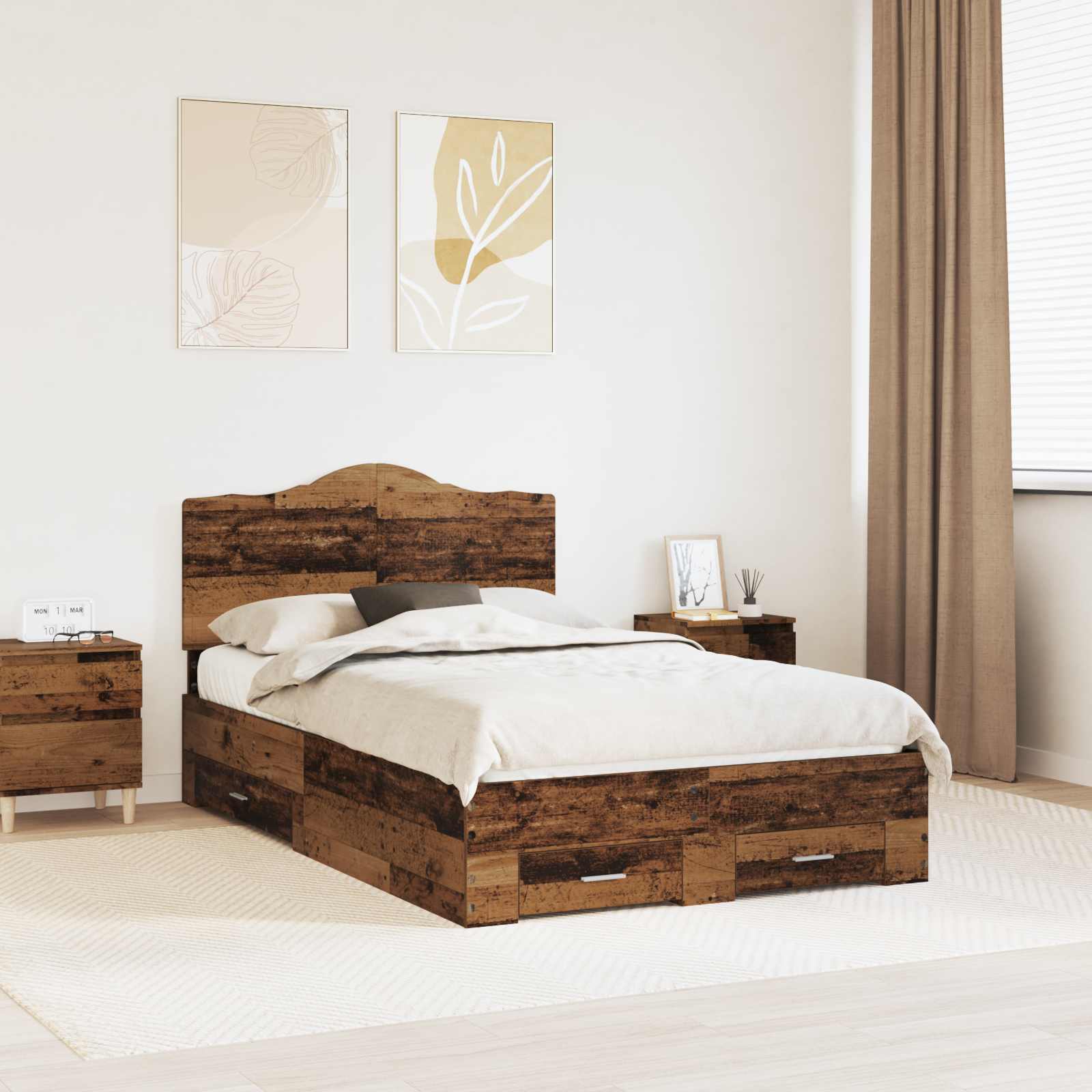 Struttura del letto con testiera Legno vecchio 120 x 190 cm | homemem39
