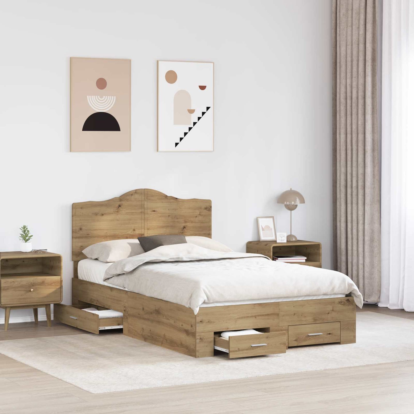 Struttura del letto Rovere artigianale 120 x 190 cm | homemem39