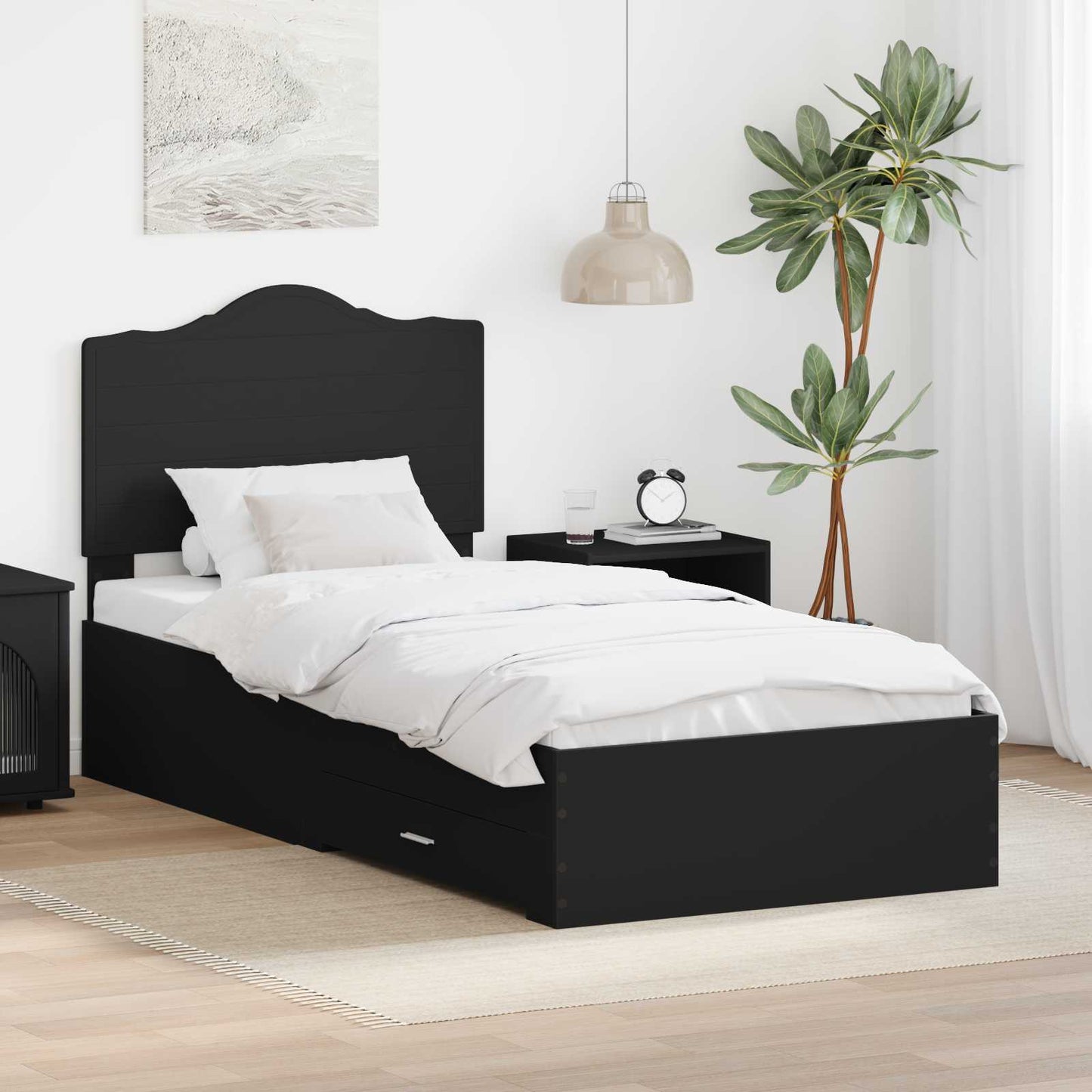 Struttura del letto Nero 100 x 200 cm Legno multistrato | homemem39