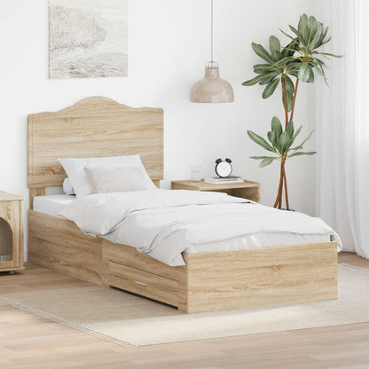 Struttura del letto con testiera Rovere Sonoma 100 x 200 cm | homemem39