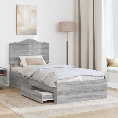 Struttura del letto con testiera Grigio Sonoma 100 x 200 cm | homemem39