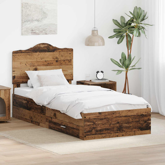 Struttura del letto con testiera Legno vecchio 100 x 200 cm | homemem39