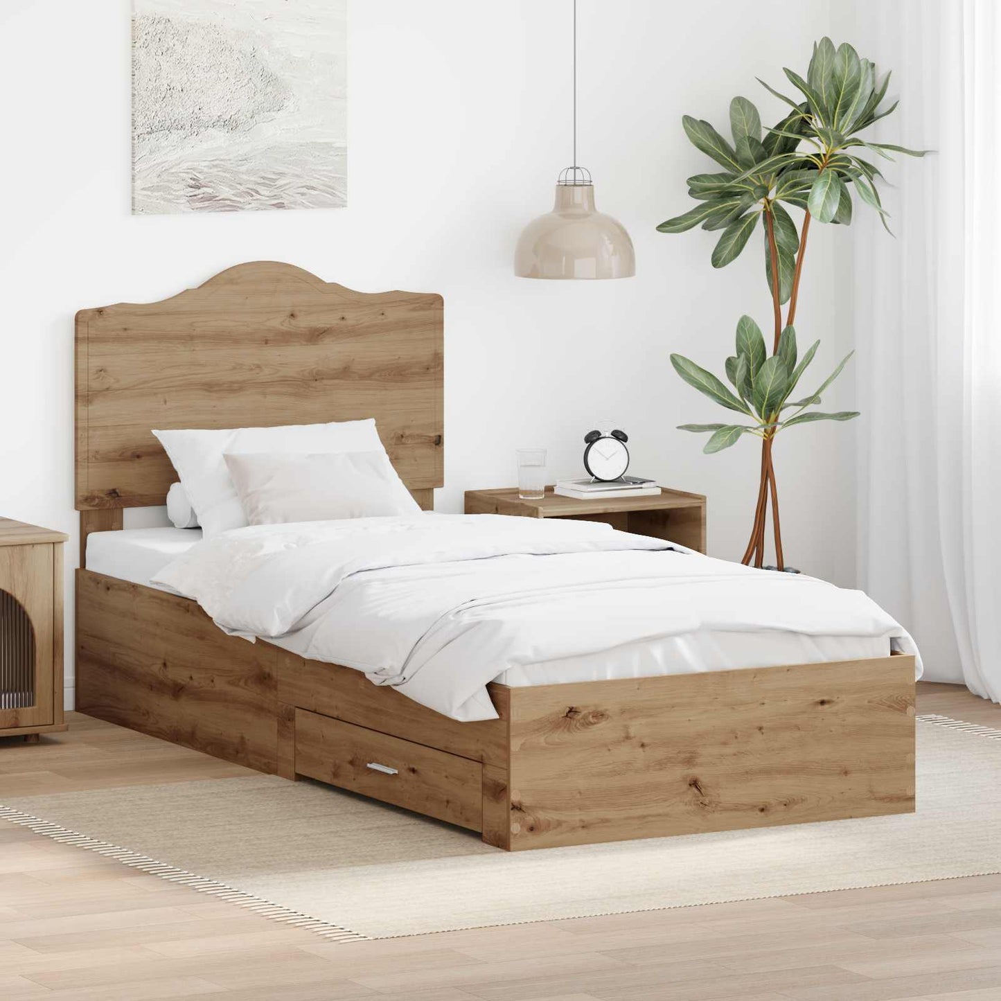 Struttura del letto Rovere artigianale 100 x 200 cm | homemem39