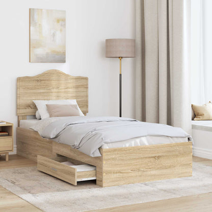 Struttura del letto Rovere Sonoma 90 x 200 cm Legno multistrato | homemem39