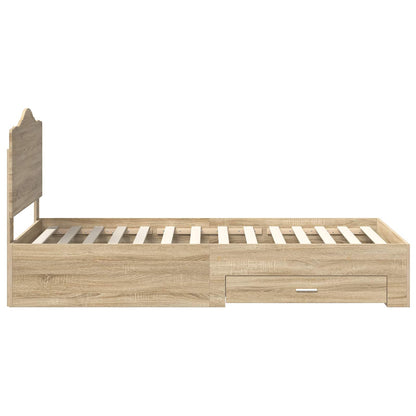 Struttura del letto Rovere Sonoma 90 x 200 cm Legno multistrato | homemem39