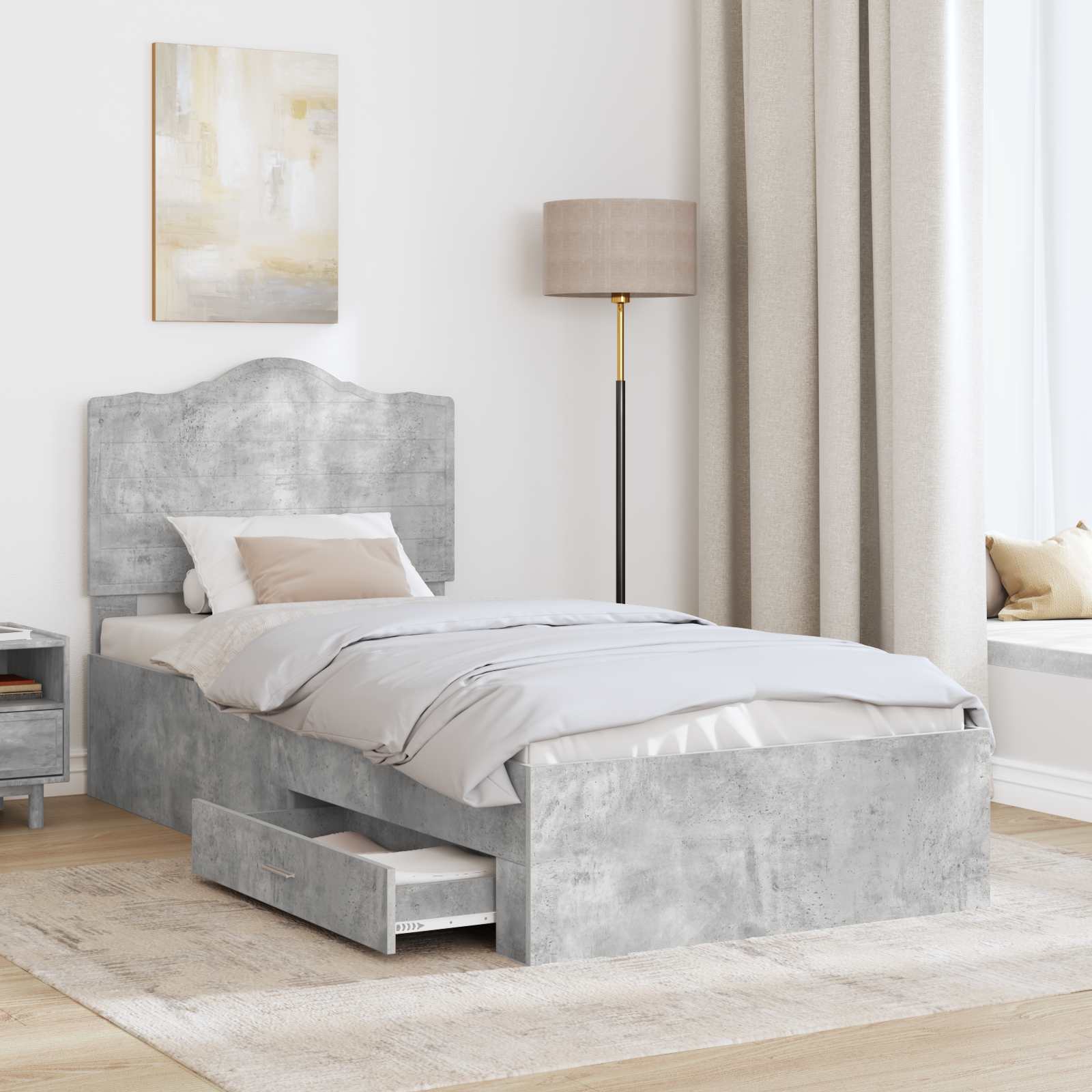Struttura del letto con testiera Grigio cemento 90 x 200 cm | homemem39