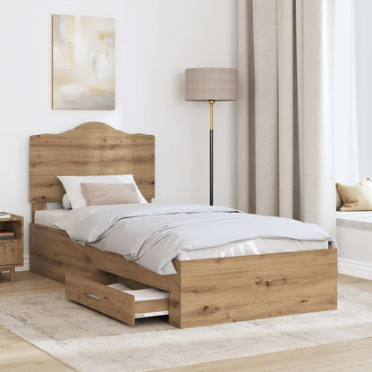 Struttura del letto con cassetto Rovere artigianale 90 x 200 cm | homemem39