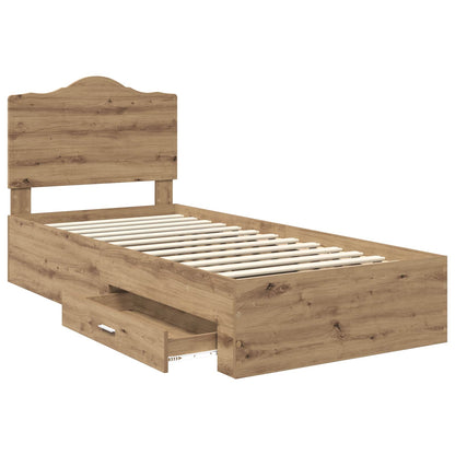 Struttura del letto con cassetto Rovere artigianale 90 x 200 cm | homemem39