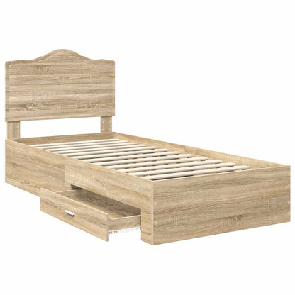 Struttura del letto Rovere Sonoma 90 x 190 cm Legno multistrato | homemem39
