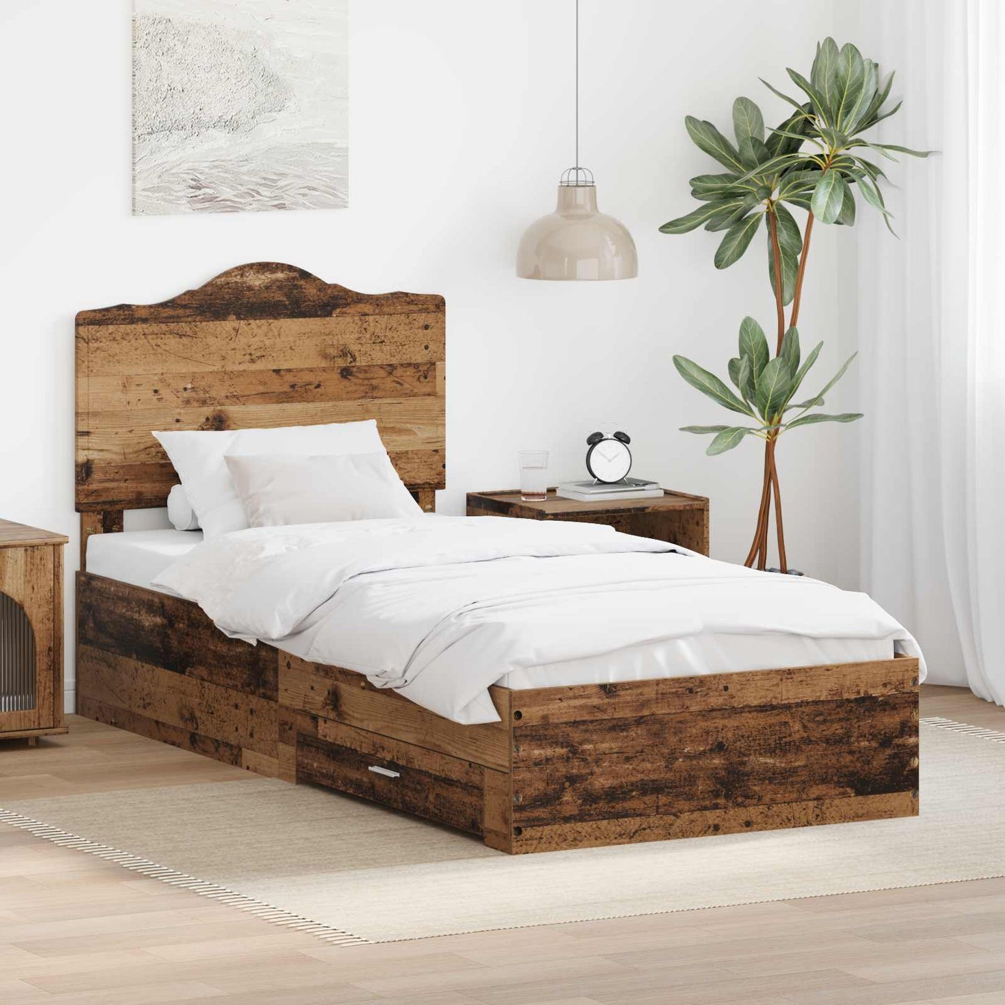 Struttura del letto Legno vecchio 90 x 190 cm Legno multistrato | homemem39